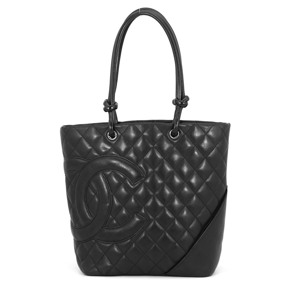 Chanel Cambon Line Coco Mark Medium Tote Lambskin Handbag A25167 CHANEL Black...